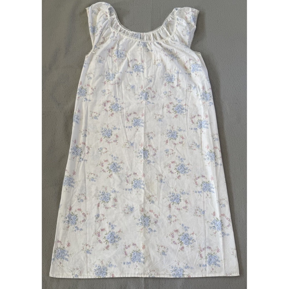 GLENCRAFT LINGERIE VTG Grannycore White Floral Lace Nightgown Sleeveless Dress S